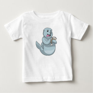 T-shirt Pour Bébé Sceau avec poisson
