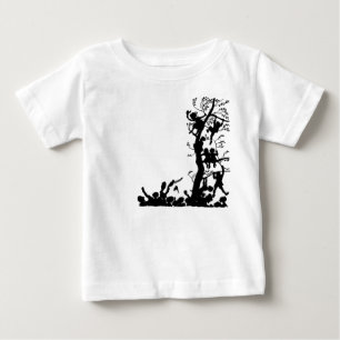 T-shirt Pour Bébé Scène d'arbre de la forêt silhouettée de conte vin