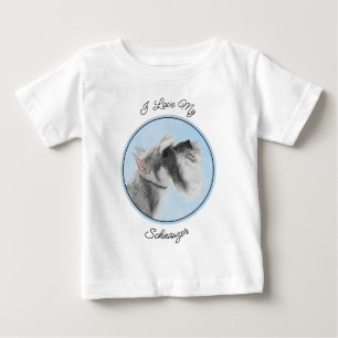 T-shirt Pour Bébé Schnauzer (Giant, Standard) Peinture - Chien Art