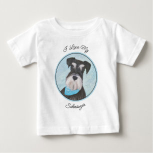 T-shirt Pour Bébé Schnauzer (Miniature) Peinture - Chien original mi