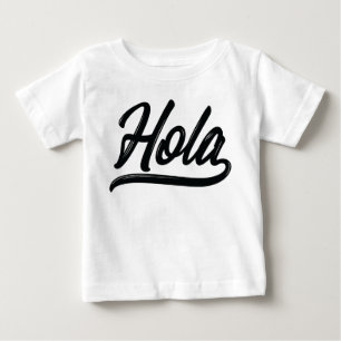 T-shirt Pour Bébé Script Hola (Noir)
