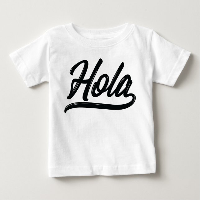 T-shirt Pour Bébé Script Hola (Noir) (Devant)