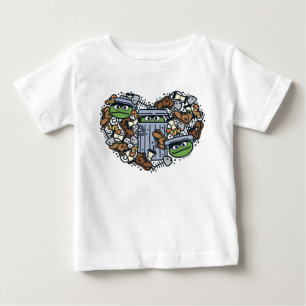 T-shirt Pour Bébé Sésame Sésame Oscar the Grouch Doodle Heart