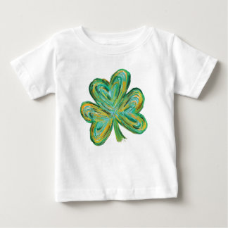 T-shirt Pour Bébé Shamrock d'aquarelle à quatre feuilles st patrick