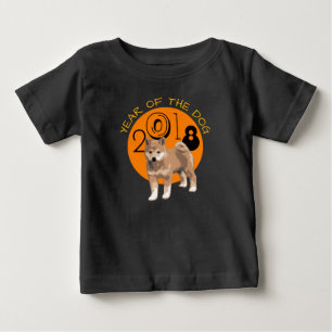 T-shirt Pour Bébé Shiba inu Année du chien 2018 Black Baby Tee