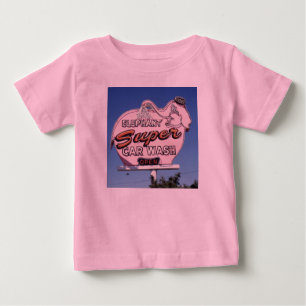 T-shirt Pour Bébé Signe au néon de station de lavage d'éléphant