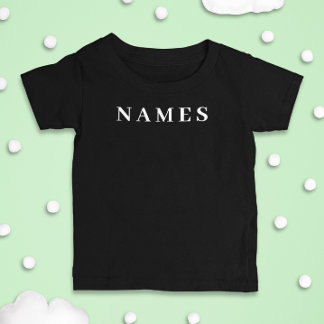 T-shirt Pour Bébé Simple Black Custom Ajouter Votre Nom Élégant