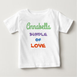 T-shirt Pour Bébé Simple joli script coloré blanc "Bundle of Love"