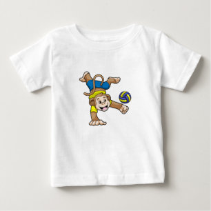 T-shirt Pour Bébé Singe aux sports avec volleyball