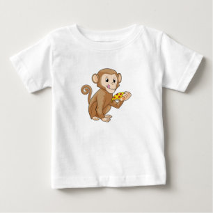 T-shirt Pour Bébé Singe avec morceau de pizza