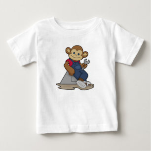 T-shirt Pour Bébé Singe comme mécanicien avec clé