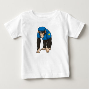 T-shirt Pour Bébé Singe comme policier avec Uniforme