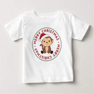 T-shirt Pour Bébé Singe Noël Neige Hiver Animaux Singes