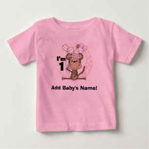 T-shirt Pour Bébé Singe personnalisé de fille dans anniversaire de