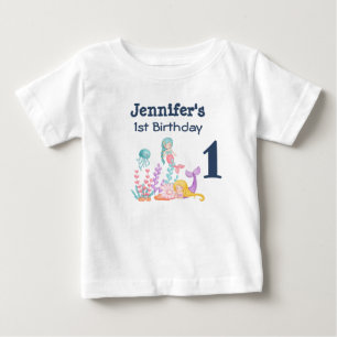 T-shirt Pour Bébé Sirènes et méduses 1er anniversaire