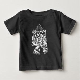 T-shirt Pour Bébé Ski De Neige Voyage Ski Funny Ski Bear Hiver