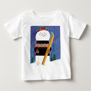 T-shirt Pour Bébé Skis pour le bonhomme de neige