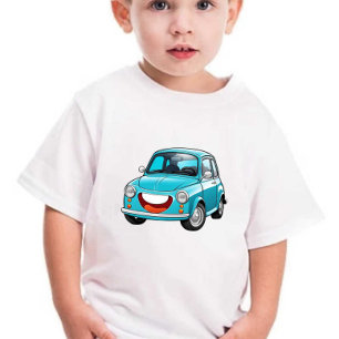 T-shirt Pour Bébé Sky Blue Smile Voiture Prin Enfants