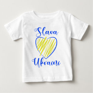 T-shirt Pour Bébé Slogan Slava La gloire ukrainienne au coeur de l'U