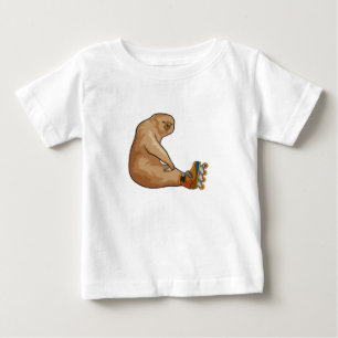T-shirt Pour Bébé Sloth as Patinage en ligne avec Patins en ligne