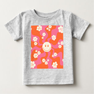 T-shirt Pour Bébé Smile - rose, orange et crème