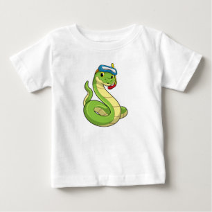 T-shirt Pour Bébé Snake as Diver wirth Snorkel