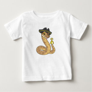 T-shirt Pour Bébé Snake as Pirate with Hook Hand & Eye patch