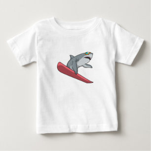 T-shirt Pour Bébé Snowboard requin