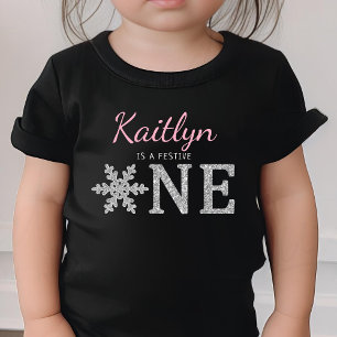 T-shirt Pour Bébé Snowflake hiver "Festive One" 1er anniversaire
