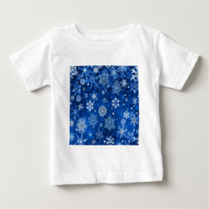 T-shirt Pour Bébé Snowflakes de Noël Bleu et argent