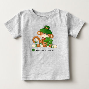 T-shirt Pour Bébé Sock Monkey with Shamrock St. Patrick's Day