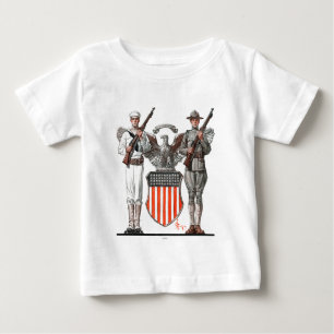T-shirt Pour Bébé Soldat, marin et bouclier des États-Unis