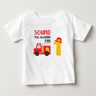 T-shirt Pour Bébé Son L'alarme Je suis un pompier de 1er anniversair