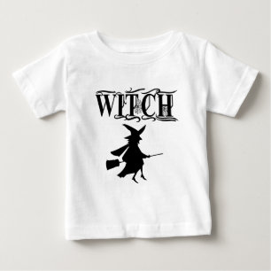 T-shirt Pour Bébé Sorcière Volante Méchante Noire Halloween