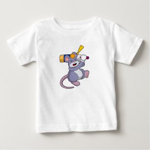 T-shirt Pour Bébé Souris au cricket avec chauve-souris de cricket