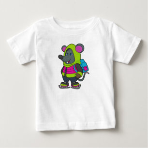 T-shirt Pour Bébé Souris au patinage sur glace avec patins sur glace