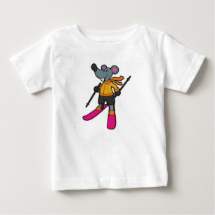 T-shirt Pour Bébé Souris comme skieur avec ski