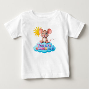 T-shirt Pour Bébé Souris de dessin animé adorable assise sur un nuag