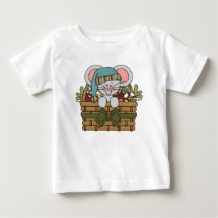 T-shirt Pour Bébé Souris de Noël dans le panier