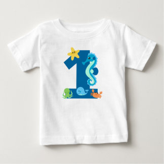 T-shirt Pour Bébé Sous le maillot de 1er anniversaire de la Baleine 