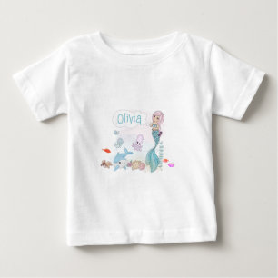 T-shirt Pour Bébé Sous l'océan Douce Sirène Personnalisée