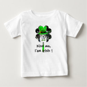 T-SHIRT POUR BÉBÉ ST PATRICK'S DAY CHAT AVEC CLOVER VERT