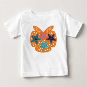 T-shirt Pour Bébé Starfish coloré avec arrière - plan de couleur ora