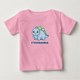 T-shirt Pour Bébé Stégosaure Bébé Bleu Mignon Dinosaur Chibi