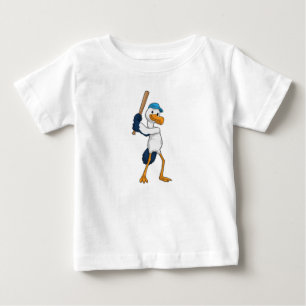 T-shirt Pour Bébé Stork au baseball avec batte de baseball