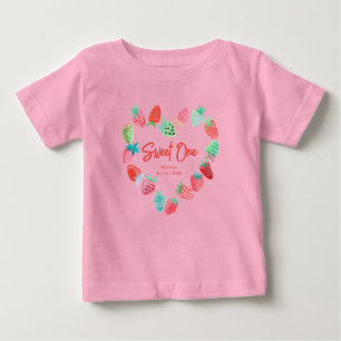 T-shirt Pour Bébé Strawberry Pink Sweet One Anniversaire