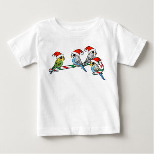 T-shirt Pour Bébé Sucre de canne Père Noël Budgies