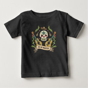 T-shirt Pour Bébé Sucrez le crâne et la chemise de Guitars Dia de