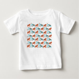 T-shirt Pour Bébé Suédois Folk Art Dola Chevaux et Fleurs Motif