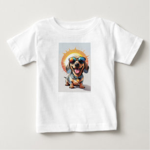 T-shirt Pour Bébé Sunny Smiles : Le Cool Dachshund